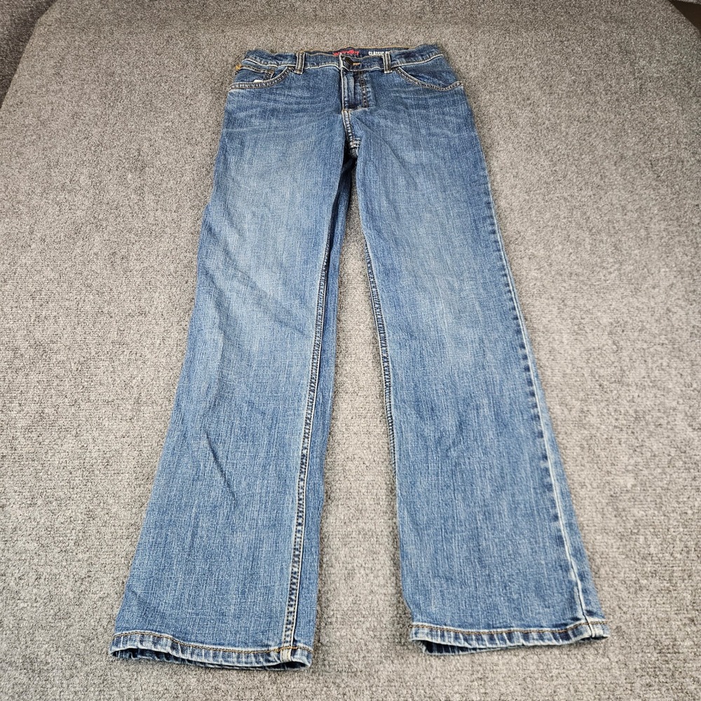 Wrangler Classic Boot Jeans Boys Size 16 R Medium Wash Denim Adjustable Waist